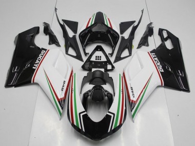 Negro Verde Y blanco Carenado Ducati 848 1098 1198 2007-2014