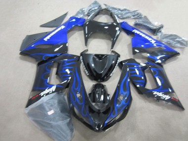 Ninja 636 de llama azul y negra Carenado Kawasaki ZX6R 2005-2006