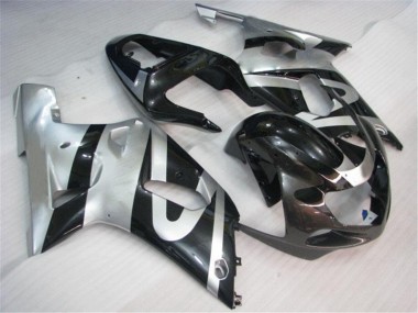 Plata Negro Kit Completo Carenado Suzuki GSXR 600 / 750 K1 K2 K3 2001-2003