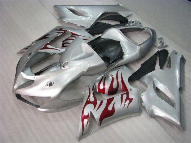 Plata Rojo Llamas Carenado Kawasaki ZX6R 2005-2006 Plata Rojo Llamas Carenado Kawasaki ZX6R 2005-2006