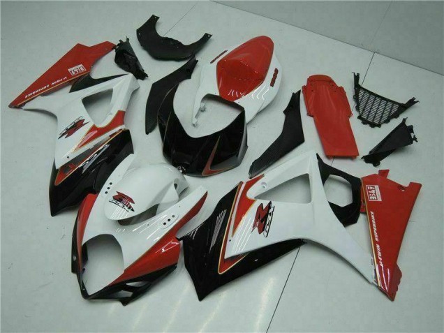 Rojo Blanco ABS Plástica Suzuki GSXR 1000 K7 2007-2008 Rojo Blanco ABS Plástica Suzuki GSXR 1000 K7 2007-2008