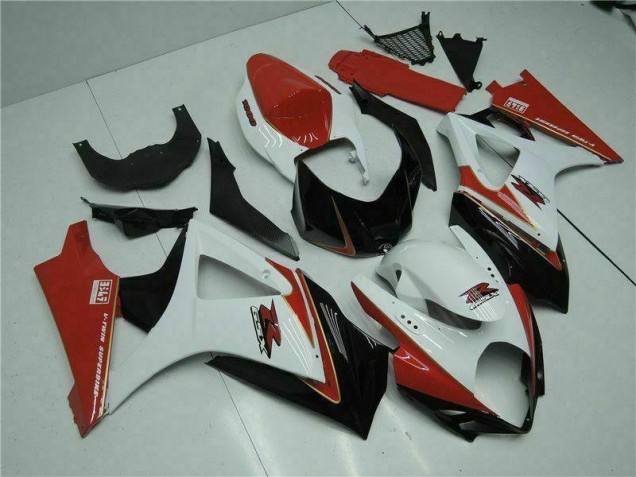 Rojo Blanco ABS Plástica Suzuki GSXR 1000 K7 2007-2008 Rojo Blanco ABS Plástica Suzuki GSXR 1000 K7 2007-2008