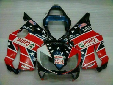Rojo Blanco Azul Castrol Cycle World Carenado Honda CBR 600 F4i 2001-2003