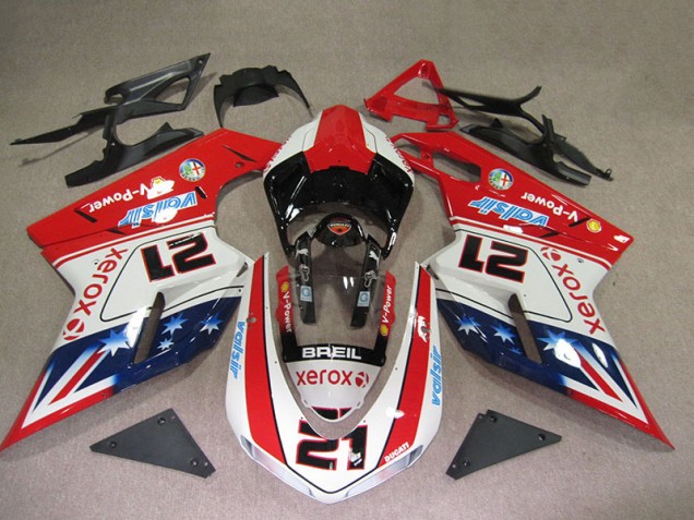 Rojo Blanco Breil Xerox 21 Carenado Ducati 1098 2007-2014 Rojo Blanco Breil Xerox 21 Carenado Ducati 1098 2007-2014