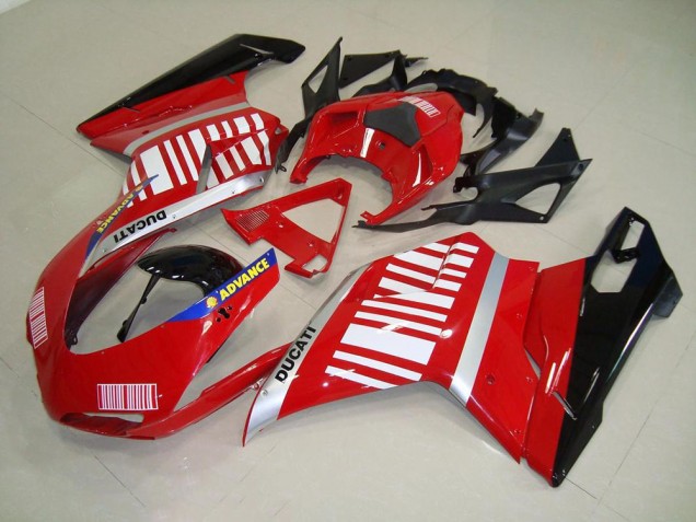 Rojo Blanco Carenado & Plástico Ducati 848 1098 1198 2007-2014 Rojo Blanco Carenado & Plástico Ducati 848 1098 1198 2007-2014