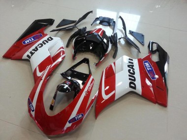 Rojo Blanco Inyección Kit Carenado Ducati 848 1098 1198 2007-2014