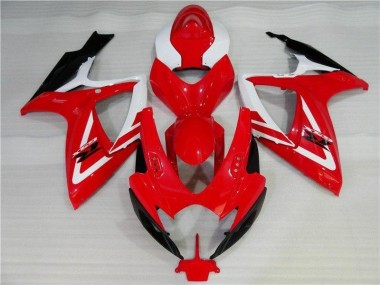 Rojo Blanco Inyección Kits Carenado Suzuki GSXR 600 / 750 K6 2006-2007