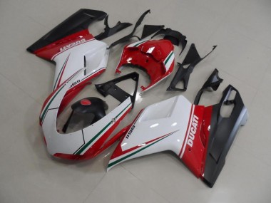 Rojo Blanco Kit Carenado Inyección Ducati 848 1098 1198 2007-2014