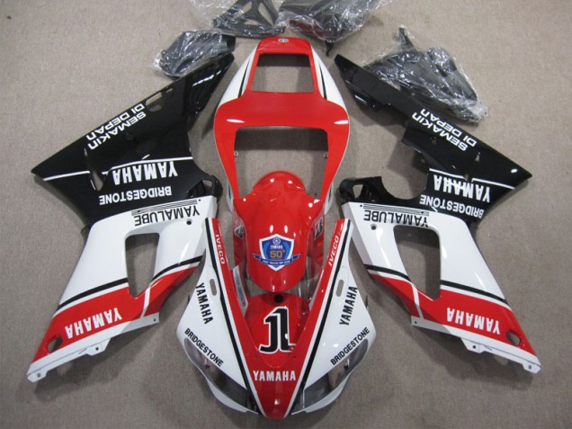 Rojo Blanco Negro 50 Carenado Yamaha R1 1998-1999 Rojo Blanco Negro 50 Carenado Yamaha R1 1998-1999