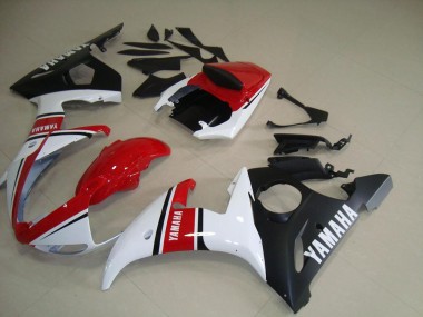Rojo Blanco Negro Mate Carenado Yamaha R6 2003-2005
