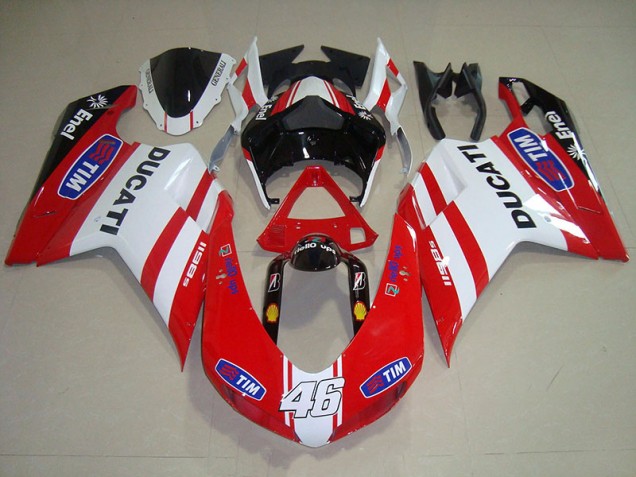 Rojo Blanco Tim 46 Carenado Ducati 1098 2007-2014 Rojo Blanco Tim 46 Carenado Ducati 1098 2007-2014