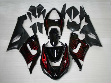 Rojo Negro ABS Plástica Kawasaki ZX6R 2005-2006