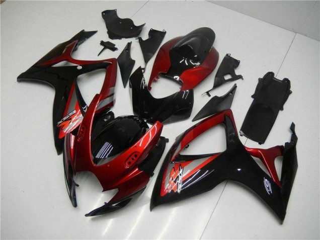 Rojo Negro Kit Carenado Inyección Suzuki GSXR 600 / 750 K6 2006-2007