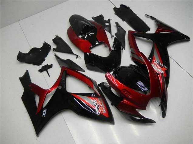 Rojo Negro Kit Carenado Inyección Suzuki GSXR 600 / 750 K6 2006-2007