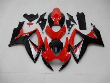 Rojo Negro Kits Carenado Suzuki GSXR 600 / 750 K6 2006-2007
