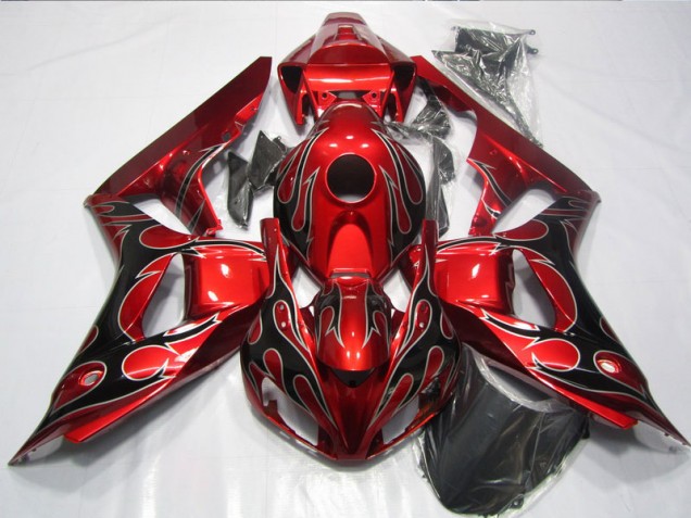 Rojo Negro Llama ABS Plástico Honda CBR 1000 RR 2006-2007 Rojo Negro Llama ABS Plástico Honda CBR 1000 RR 2006-2007