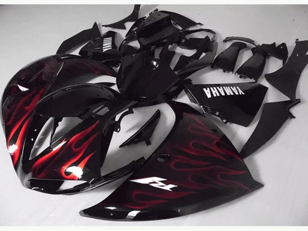 Rojo Negro Llama Carenado Yamaha R1 2012-2014 Rojo Negro Llama Carenado Yamaha R1 2012-2014