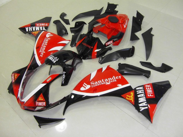 Rojo Negro Santander Carenado Yamaha R1 2009-2011 Rojo Negro Santander Carenado Yamaha R1 2009-2011