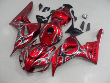 Rojo con Negro Gris Llama Carenado Honda CBR 1000 RR 2006-2007