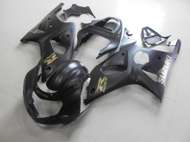 Todo Negro mate con calcomanía dorada Carenado Suzuki GSXR 1000 K1 2000-2002