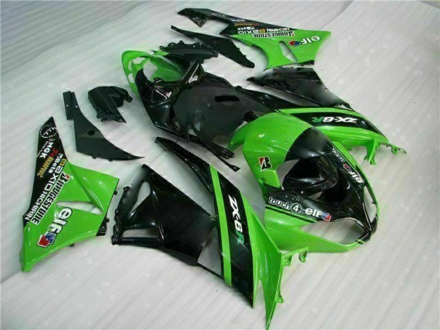 Verde Negro ABS Plástico Kawasaki ZX6R 2009-2012 Verde Negro ABS Plástico Kawasaki ZX6R 2009-2012