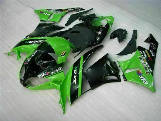 Verde Negro ABS Plástico Kawasaki ZX6R 2009-2012 Verde Negro ABS Plástico Kawasaki ZX6R 2009-2012