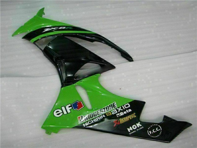 Verde Negro ABS Plástico Kawasaki ZX6R 2009-2012 Verde Negro ABS Plástico Kawasaki ZX6R 2009-2012