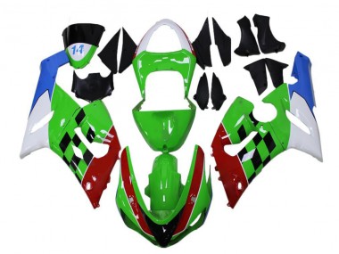 Verde Rojo Blanco Azul Carenado Kawasaki ZX6R 2005-2006